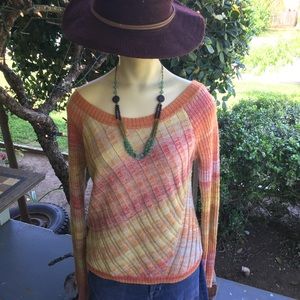 Free People Scoop Neck Ombré Sherbet & Rust Ribbed